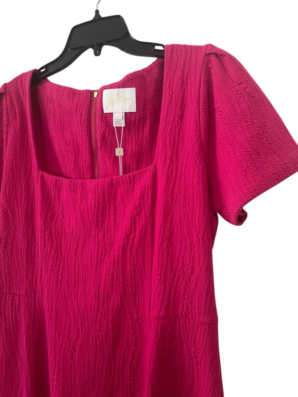 Lilly Pulitzer Brinley Stretch Shift Wavy Jacquard Mystique Pink Dress Size L - Picture 5 of 15